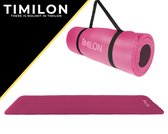 Timilon® fitness mat - yoga mat - 180 x 61 x 1,5cm - Sportmat - inclusief draagriem - roze