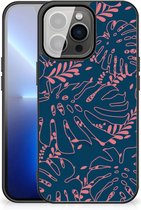 Silicone Back Cover iPhone 13 Pro Max Telefoonhoesje met Zwarte rand Palm Leaves