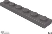 LEGO Plaat 1x6, 3666 Donker blauwgrijs 50 stuks