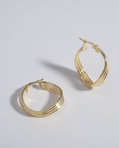 2bs jewelry barlach triple, zilveren dames oorbellen, 14k gold plated, handmade