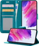 Samsung S21 FE Hoesje Book Case Hoes - Samsung Galaxy S21 FE Case Hoesje Wallet Cover - Samsung Galaxy S21 FE Hoesje - Turquoise