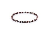 Aurum Brothers - Parvus Zilver - Picasso Rood, 4mm, Zilver, Handgemaakte Heren armband - 17.8 cm polsmaat