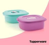 Tupperware magnetron opwarmbak - paars-turquoise