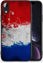 Mobiel TPU Hard Case Geschikt voor iPhone XR Telefoon Hoesje met Zwarte rand Nederlandse Vlag