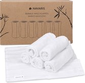 Navaris bamboe washandjes set x6 - 25 x 25 cm zachte flanellen doekjes voor het verwijderen van make-up, wassen van gezicht, baby's, kinderen - Wit