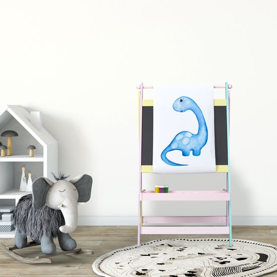 Relaxdays tableau noir enfants - tableau avec rouleau de papier - debout - planche à dessin - planche de jeu