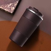 Isomes Koffie Thermosfles - Thermosbeker - Lekbestendig - Anti slip - Dubbele RVS - Goed geïsoleerd - Donkerbruin - 500ML