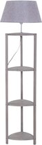 HOMdotCOM Vloerlamp met lampenkap en legplanken hout grijs 46x 46 x 158,5 cm