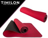 Timilon® Yoga mat - 181 x 61 x 0,6cm - Inclusief draagkoord - Sportmat - Yoga mat anti slip - Yogamat - Eco - Rood/Zwart