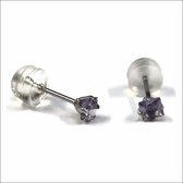 Aramat jewels ® - Zirkonia zweerknopjes vierkant 3mm oorbellen paars chirurgisch staal