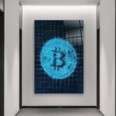 Wallyard - Glasschilderij Bitcoin - Wall art - Schilderij - 40x60 cm - Premium glass - Incl. muur bevestiging