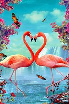 Diamond Painting 2 Flamingos 40 x 60  ronde steentjes