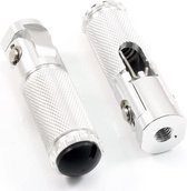 Skracx Motor Voetsteunen Universeel - Zilver - 2 Stuks - Foot Pegs - Voetsteuntjes - Motorfiets Accessoires - Motoronderdelen - Voetsteun