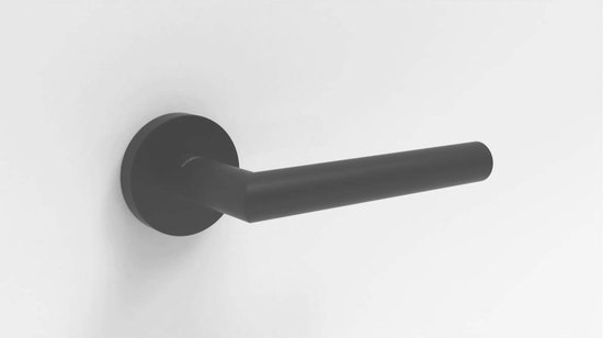 Slotman Solutions Deurklink Set Zwart | Rond Rozet | PZ55 Cilindergat | RVS Deurbeslag | Deurkrukken voor Binnen- en Buitendeur