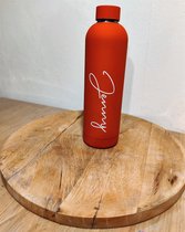 Afecto® RVS waterfles rood met naam| koud of warm| isolatie fles| 12 uren warm of 24 uur koud | Dubbelwandig | thermosfles