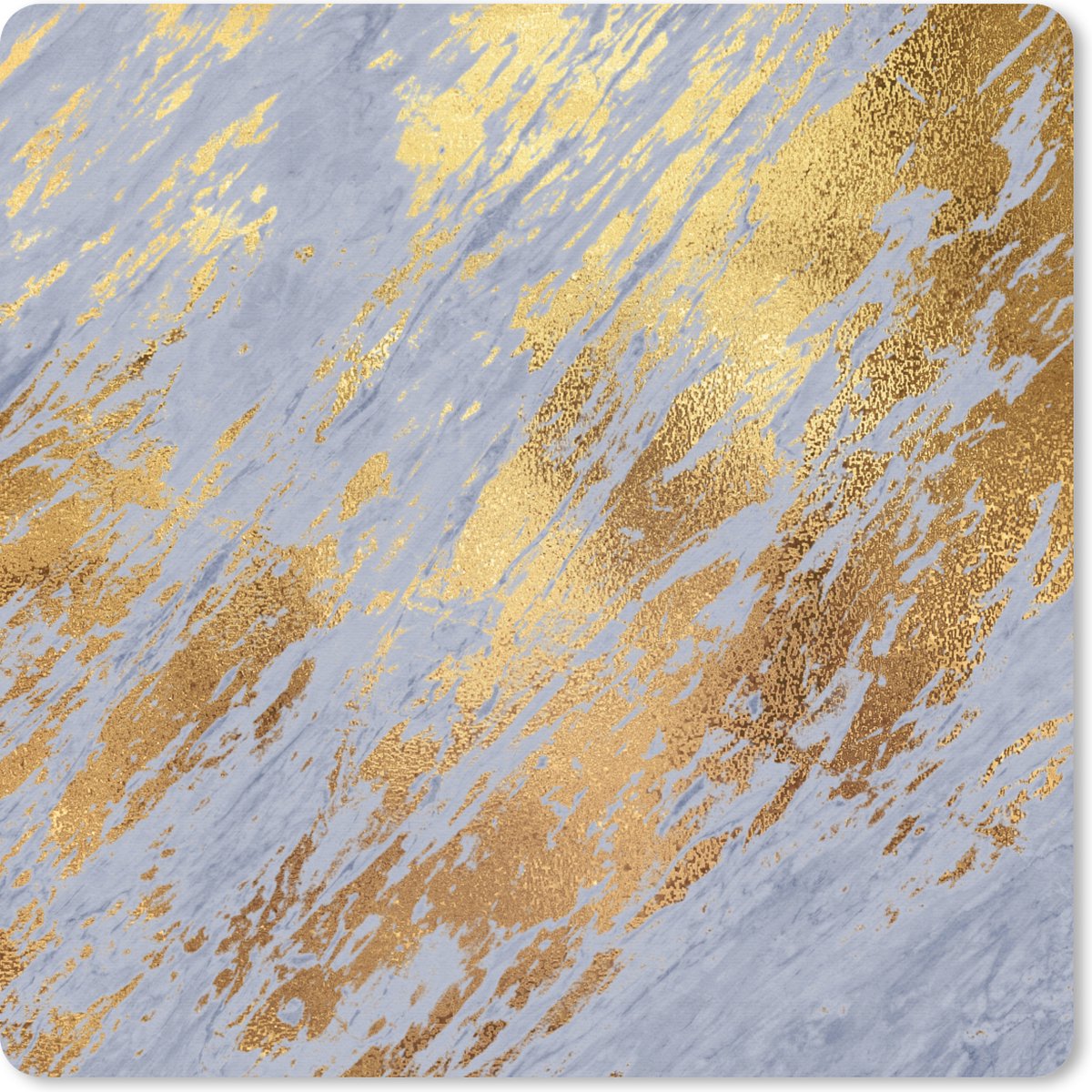 Muismat 20x20 cm - Mousepad Marmer - Blauw - Goud - Muismatten