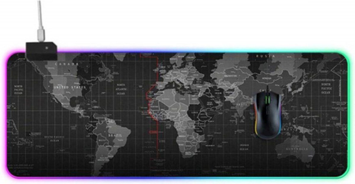 XL muismat met RGB verlichting – 80x30 cm – Gaming muismat – Ergonomisch – Mousepad – Waterdicht – Anti-slip – Zwart