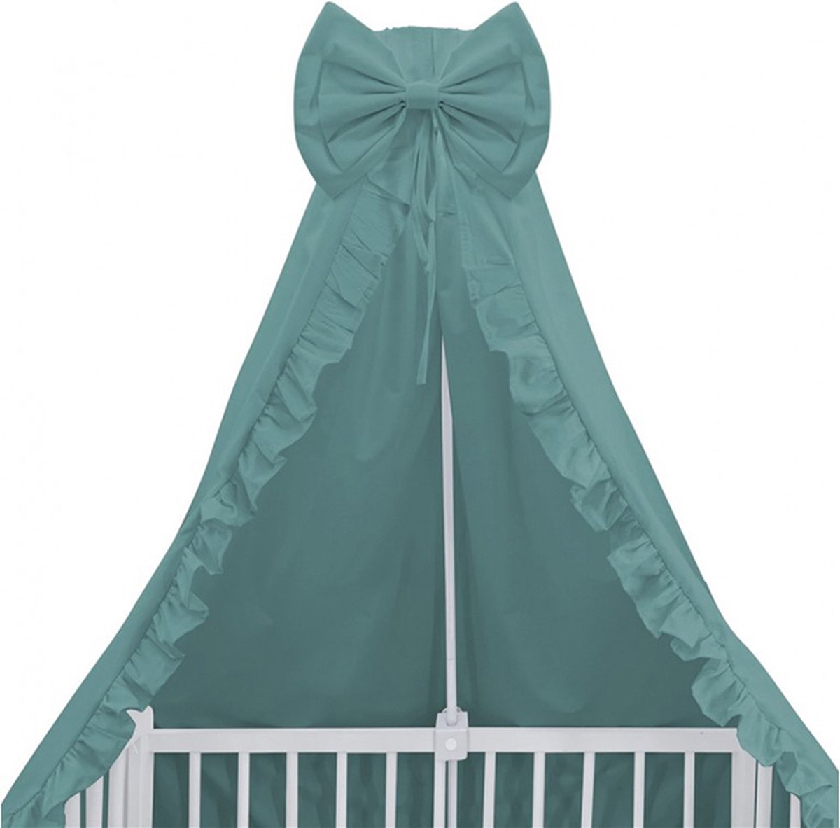 Babybam Hemeltje Ruffle Stone Green - Babysluier met Ruches - Babyhemeltje voor Wiegje of Ledikant