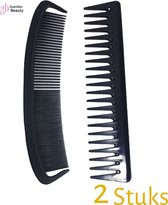 Comb set - Kammnset 2 delig zwart | Brede Kam 22 Tanden|Styling Tool |Wide Tooth Comb|Kapper Kam|Haar Kam|Haar Accessoire|Cabantis|Zwart