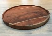 Stuff Design handgemaakte, ronde houten acacia schaal met klein opstaand randje D40cm x H2.5cm