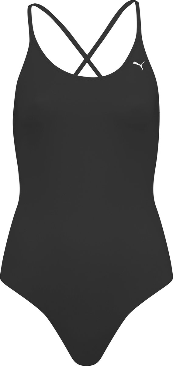 PUMA Swim Woman V-neck Crossback Swimsuit 1P Zwart