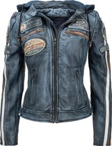 Urban 5884® - Fifty Eight - Dames Motorjas - Met Protectie - Rund Leer - Denim - Blauw - Maat XL