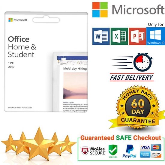 Microsoft Office Home & Student 2019 - Alleen voor Windows 10 - 1 PC - Meerdere Talen - Levenslange Licentie