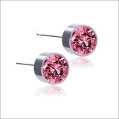 Aramat jewels ® - Aramat jewels-oorstekers-zirkonia- zweerknopjes-roze- chirurgisch staal- 6mm-zilverkleurig