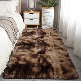 Hoogpolig tapijt - antislip Vloerkleed - wollig en shaggy zachte slaapkamertapijt - voor woonkamer of slaapkamer - bruin- 100 x 200cm