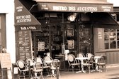 Dibond - Stad - Parijs in taupe / bruin / zwart - 120 x 180 cm.