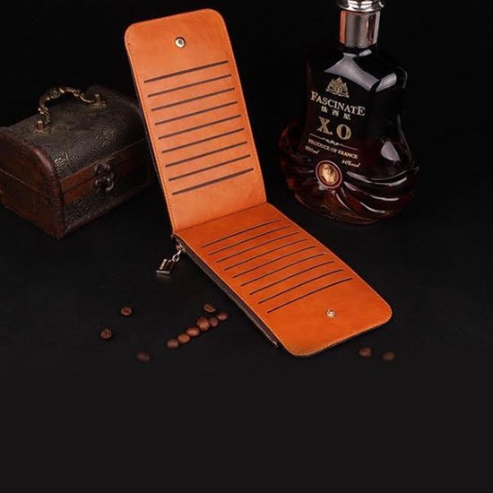 Portefeuille pour smartphone en cuir synthétique 2 pièces de couleur marron