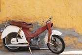 Dibond - Scooter / Vespa - Rood / wit / geel - 100 x 150 cm.