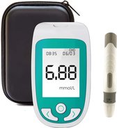 Wallon® 3-In-1 Glucose Meter - Glucosemeter Startpakket - Bloedsuikermeter - Urinezuur - Cholesterol - Met Teststrips - Helder LCD Scherm