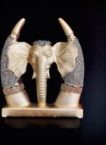 Olifant slagtanden 28 cm hoog - goudkleur - figuur - beeldje - interieur - voor binnen - keramiek - decoratie - stuk - keramiek - origineel - cadeau - geschenk - gift - verjaardag