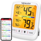 Rovary RH10 Hygrometer met App - luchtvochtigheidsmeter - thermometer - thermometer voor binnen - hygrometer voor binnen -  Digitaal