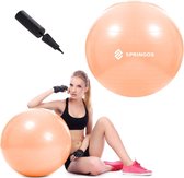 Springos Fitness Bal | Zitbal | Yoga Bal | Fitness | Peach | Inclusief Pomp | 55 cm