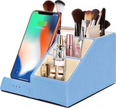 TrueGoods Organizer Blauw - draadloze oplader - opbergbox - bureau accessoires - bureau organizer - desk organizer - pennenbak - make-up organizer - wireless charger - qi lader - zwart - roze