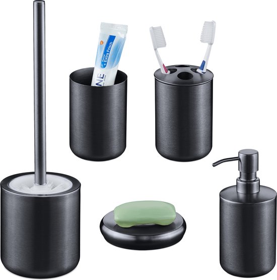 Toiletaccessoire Set Brauer Brushed 3-in-1 met PVD coating Geborsteld RVS