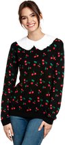 Pussy Deluxe Pullover/trui -XS- Cherries Knit With Collar Zwart