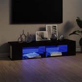 Decoways - Tv-meubel met LED-verlichting 135x39x30 cm hoogglans zwart