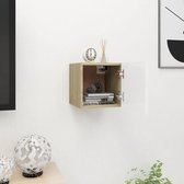 Decoways - Tv-wandmeubel 30,5x30x30 cm wit en sonoma eikenkleurig