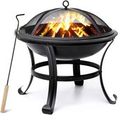 Xmund XM-CG1 vuurschaal -54cm tuin vuurkorf-Vuurplaats- voor buiten Houtgestookte vuurplaats BBQ reizen picknick party- Zwart - Zonder barbecuegaasnet