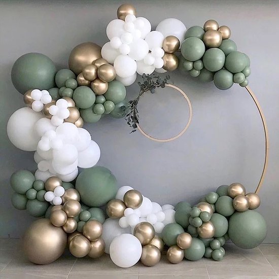 Baloba® Ballonnenboog Groen, Goud & Wit ballonnen - Feest Versiering Pakket - Verjaardag Bruiloft Decoratie - 137 Ballonnen