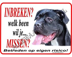 Cane Corso 122....formaat: 15x20cm...(ondergrond wit)....(Inbreken?...welk been wil je missen!)...(wit/rood/zwart + full color afb.)...Gratis verzending!