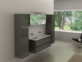 Haviklux Badkamermeubel- 120 cm - 2 persoons - Hoogglans antraciet - Incl. kranen