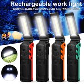 Zwart - Draagbare Spotlight Werklamp - COB LED - USB Oplaadbaar - Powerbank - 2 standen - Hook Case Magnetisch - 18650 Batterij - Waterdicht