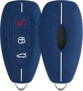 kwmobile autosleutel hoesje voor Ford 3-knops autosleutel Keyless Go - Autosleutel behuizing in donkerblauw / wit