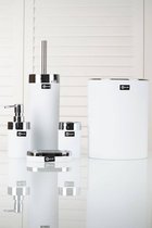 5delige luxe badkamerset Zeepdispenser – Zeepbakje – Tandenborstelhouder -Toiletborstel – Prullenbak - Wit