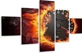 Schilderij - Snelheidsmeter in vuur en vlam, 5luik, Premium print