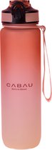 Cabau Bloom Waterfles / Drinkfles | 1 liter | Zwart | Handige drinktuit & unieke maataanduiding | BPA- & Lekvrij | Drinkfles met rietje volwassenen | Drinkfles volwassenen | Drinkf